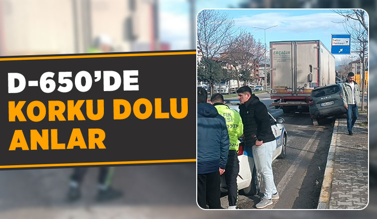 Tır, otomobili 20 metre sürükledi