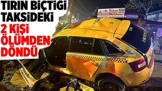 Tır taksiyi biçti: 2 yaralı