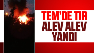 Tır yandı, trafik durdu