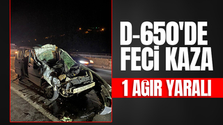 Tıra çarpan aracın sürücüsü ağır yaralandı