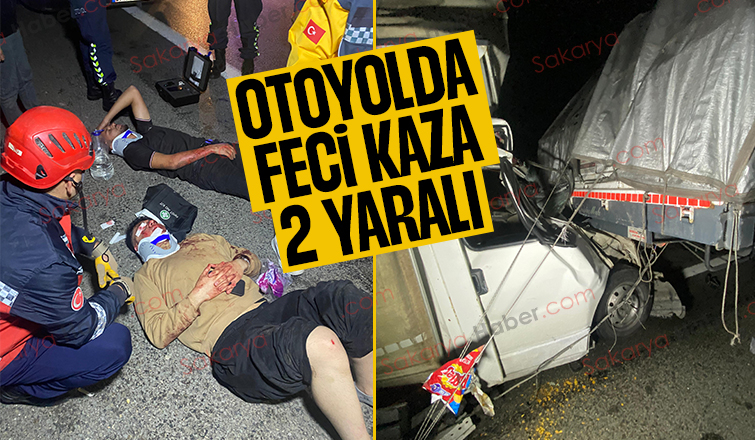 Tıra çarpan kamyonette sıkıştılar