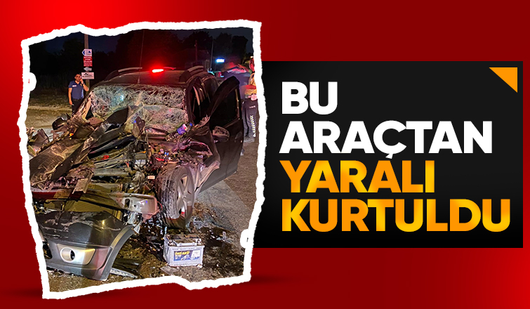 Tıra çarpan otomobil hurdaya döndü