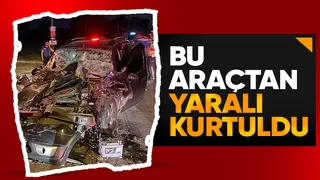 Tıra çarpan otomobil hurdaya döndü