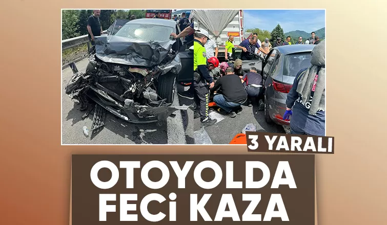 Tıra çarpan otomobildeki 3 kişi yaralandı