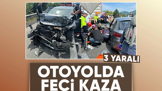 Tıra çarpan otomobildeki 3 kişi yaralandı