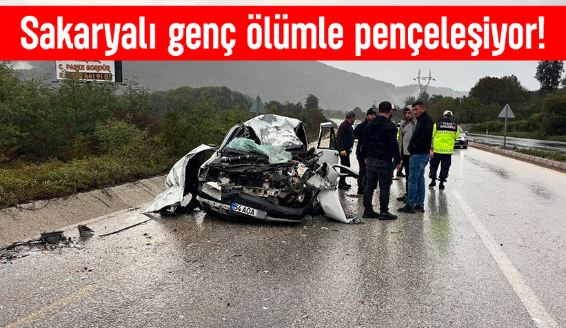 Tıra çarpan otomobilin sürücüsü yaşam savaşı veriyor