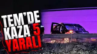 Tıra ve bariyerlere çarptı 5 yaralı