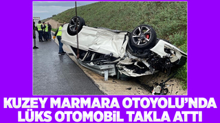 Tırla çarpışan lüks otomobil su kanalına devrildi: 2 yaralı