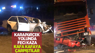 Tırla otomobil kafa kafaya çarpıştı