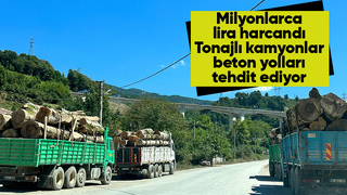Tonajlı kamyonlar yenilenen yolları tehdit ediyor