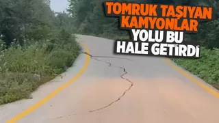 Tonajlı kamyonlar yolları bozdu