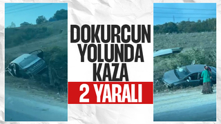 Toprak alana çarpan otomobildeki 2 kişi yaralandı