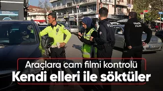 Trafik polislerinden cam filmi kontrolü