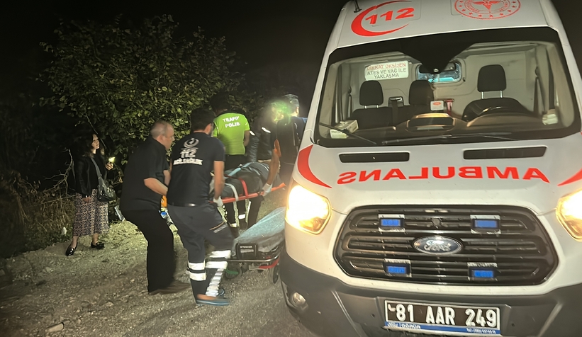 Trafik tabelasına çarpan motosiklet fındık bahçesine uçtu: 1 yaralı