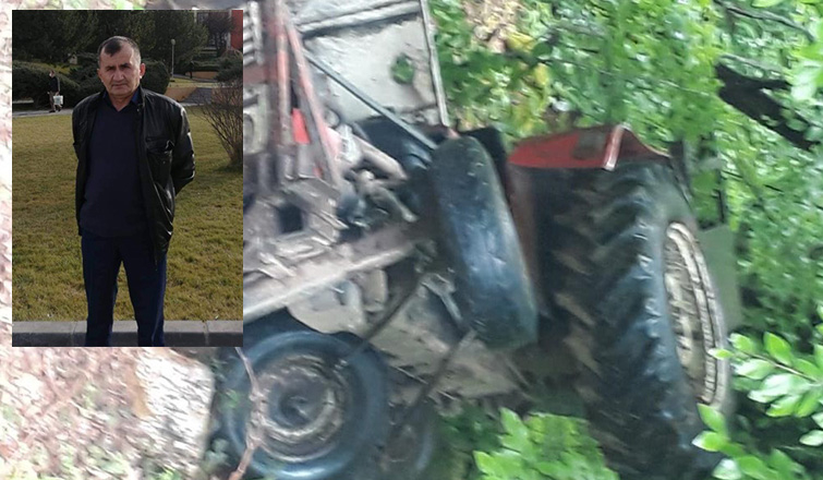 Traktör şarampole yuvarlandı: 1 ölü, 1 yaralı