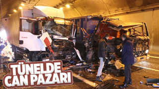 Tünelde feci kaza, 3 kamyon birbirine girdi