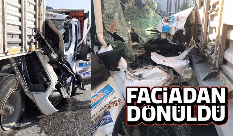 Tüp yüklü kamyonet kamyona çarptı: 1 yaralı