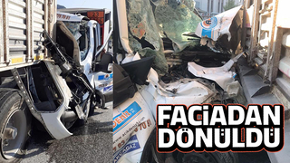 Tüp yüklü kamyonet kamyona çarptı: 1 yaralı