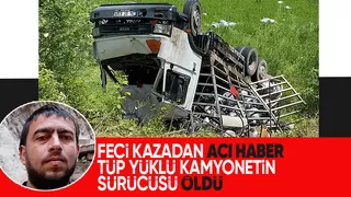 Tüp yüklü kamyonetin sürücüsü kazada öldü