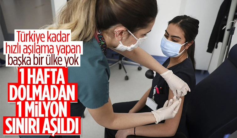 Türkiye'de aşılanan kişi sayısı 1 milyonu geçti