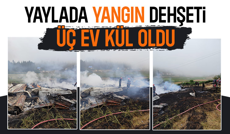 Turnalı Yaylası'nda 3 ev yandı