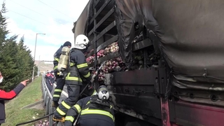 Turp yüklü tır alev aldı