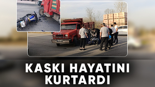 U dönüşü yapan kamyonete çarpan motosikletli yaralandı