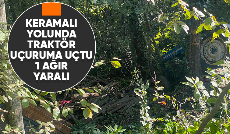 Uçuruma uçan traktörün römorku altında kaldı