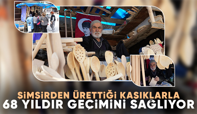 Ürettiği şimşir kaşıkla geçimini sağlıyor