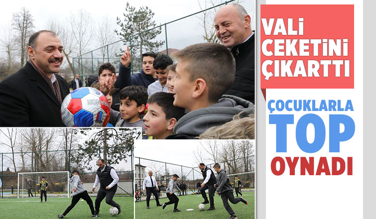 Vali Kaldırım çocuklarla top oynadı