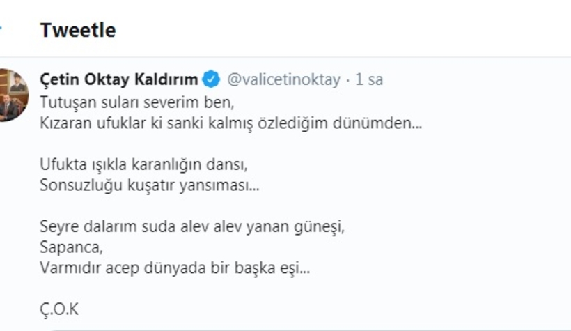 Vali Kaldırım’dan Sapanca şiiri