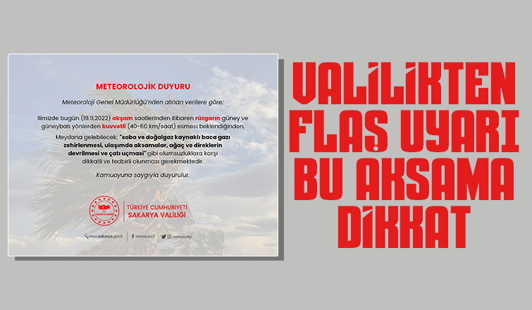 Valilikten fırtına uyarısı