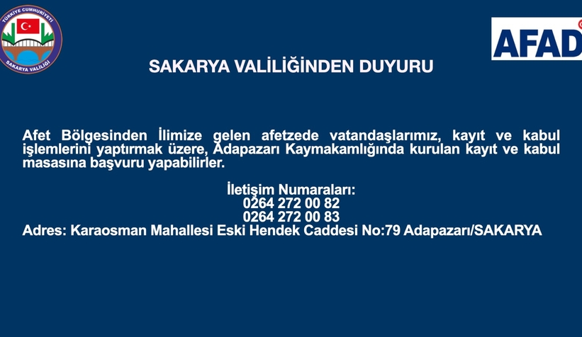 Valilikten şehre gelen depremzelere ilişkin açıklama