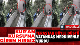 Vatandaş hırsızı merdivenle vurarak düşürdü