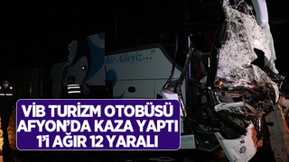 VİB Turizm otobüsü Afyon'da kaza yaptı: 12 yaralı