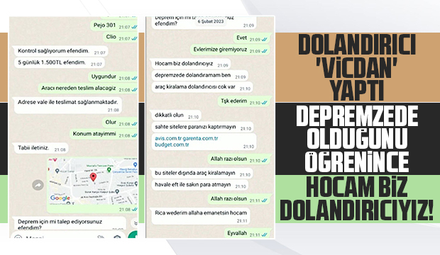 Vicdan yapan dolandırıcı depremzedeyi böyle uyardı