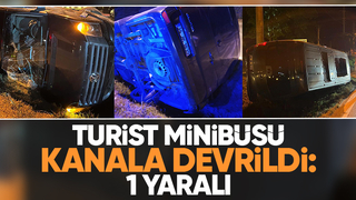 VİP minibüs kanala devrildi
