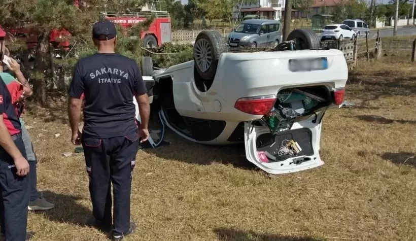 Virajı alamayıp takla attı