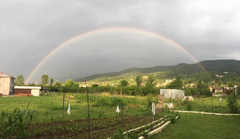 Yağmur sonrası gökkuşağı şöleni
