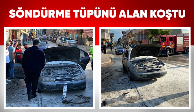 Yanan aracı söndürdüler