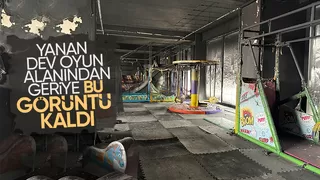 Yanan dev çocuk oyun alanından geriye bu görüntü kaldı