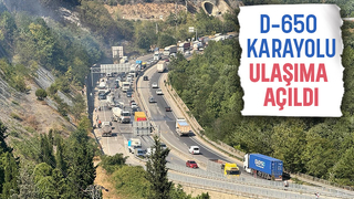 Yangın nedeniyle kapatılan D-650 karayolu ulaşıma açıldı