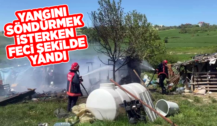 Yangına müdahale etmek isteyen vatandaş feci şekilde yandı