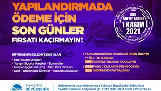 Yapılandırılan ödemeler için son gün 1 Kasım