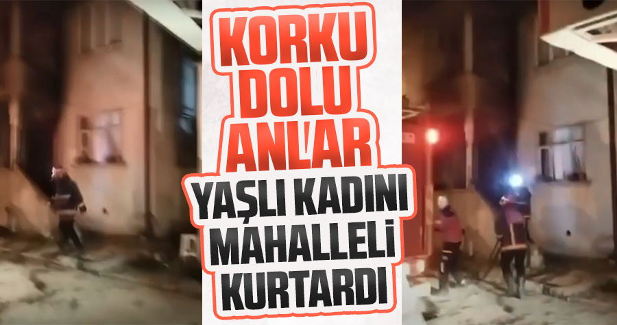 Yaşlı kadını mahalleli kurtardı