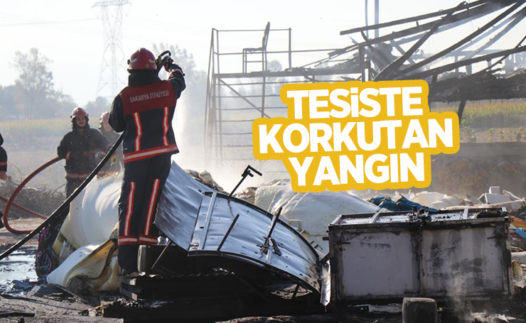 Yatak süngeri üreten tesiste korkutan yangın