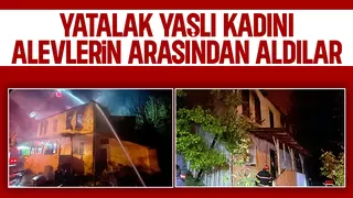 Yatalak yaşlı kadını yanan evden mahalleli kurtardı