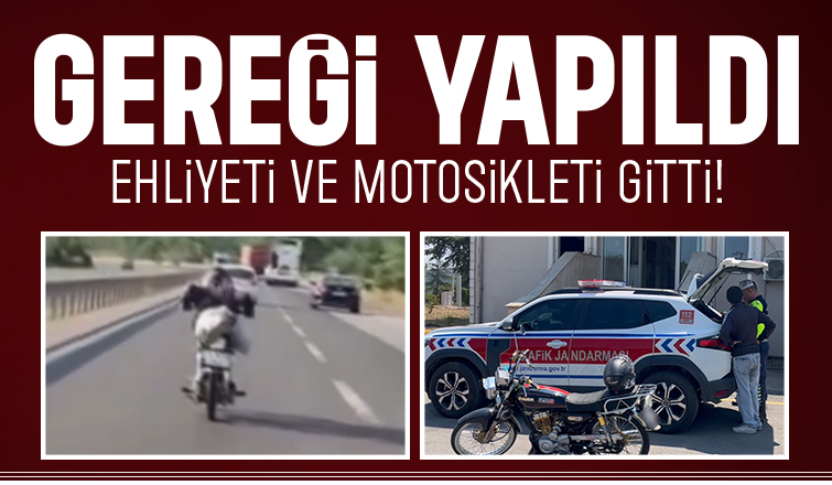 Yatarak motosiklet kullanıyordu; Jandarma gereğini yaptı