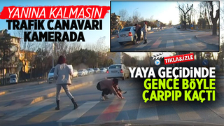 Yaya geçidinde gence çarpıp böyle kaçtı