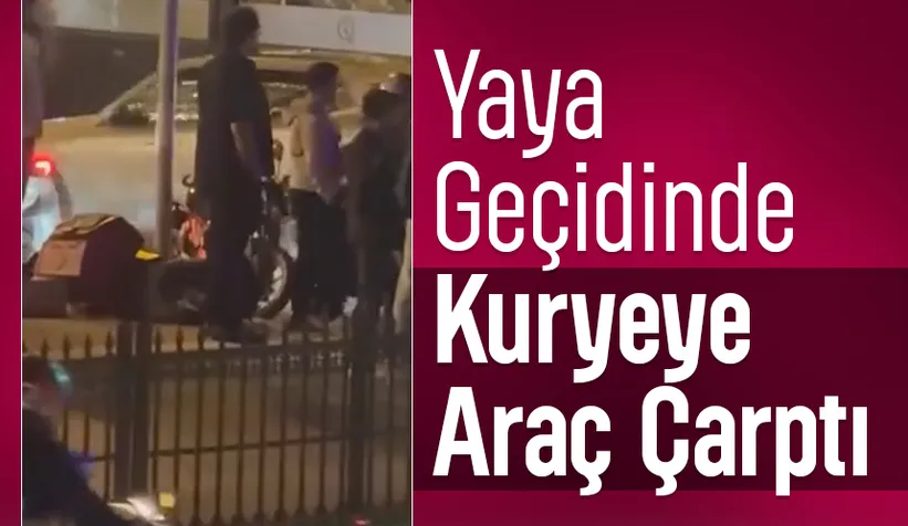 Yaya geçidinde korkutan kaza: Kurye hastanelik oldu